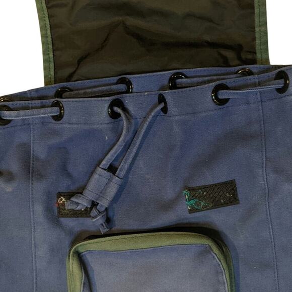 Vtg Pooh Canvas Drawstring Backpack Blue Green Disney Tigger Eeyore Piglet  90s - Picture 4 of 9